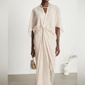 Love in  Light Pink Women’s V-Neck Twist Front Oversized  Maxi Dress